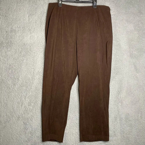 Susan Graver Pants - Susan Graver brown pull on pants soft office career business classic capsule 1X